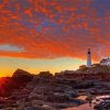 Portland Lighthouse Sunset Diamond By Numbers