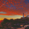 Portland Lighthouse Sunset Diamond Painting