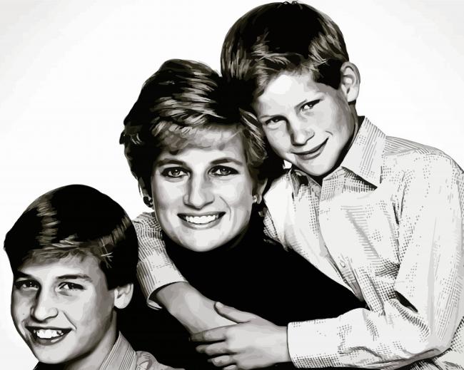 Prince William And Harry With Diana Diamond Painting