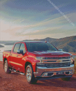 Red Chevrolet Silverado Diamond Painting