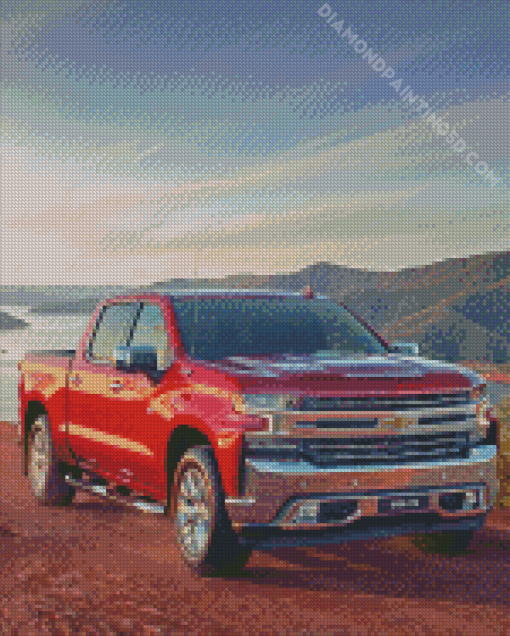 Red Chevrolet Silverado Diamond Painting