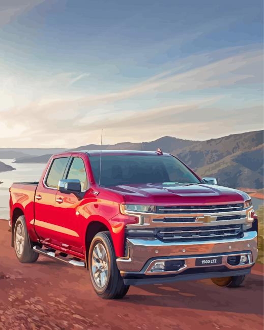 Red Chevrolet Silverado Diamond Painting