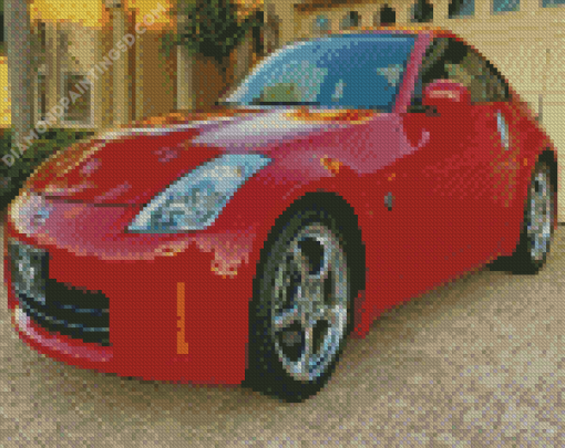 Red Nissan 350z Car Diamond Painting