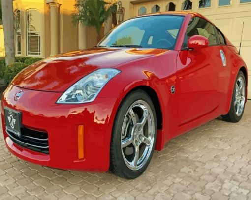 Red Nissan 350z Car Diamond Painting