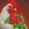 Rooster and Flowers Diamond Painting