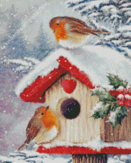 Snow Christmas Birds House Diamond Painting