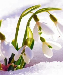 Spring Flowers In Snow Diamond Painting