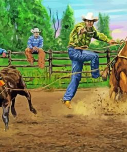 Steer Wrestler Diamond Painting