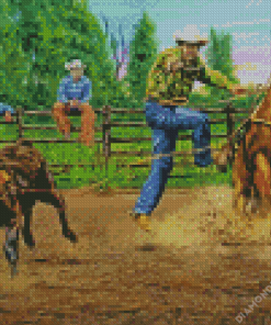 Steer Wrestler Diamond Painting