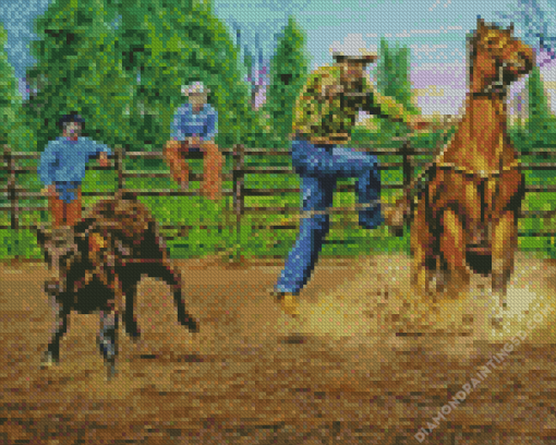 Steer Wrestler Diamond Painting