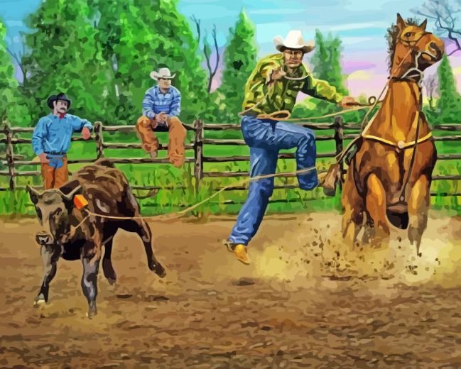 Steer Wrestler Diamond Painting