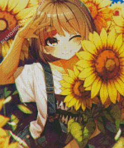 Sunflower Anime Girl Diamond Painting