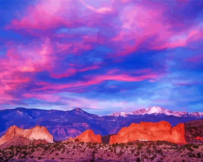 Sunset At Colorado Pikes Diamond Painting