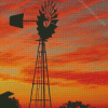 Sunset At Western Windmill Diamond Painting