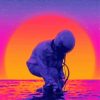 Sunset Astronaut Beach Diamond Painting