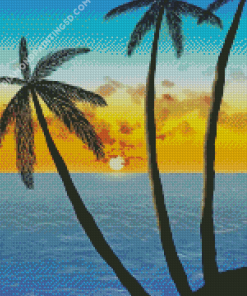 Sunset Palm Trees Diamond Painting