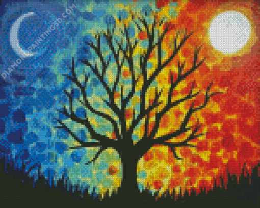 Tree Night And Day Diamond Painting