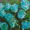 Turquoise Flowers Roses Diamond Painting