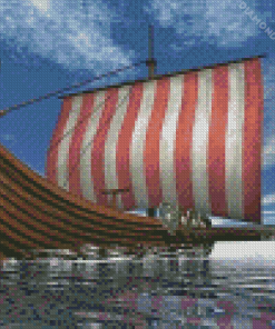 Viking Longship In Ocean Diamond Painting