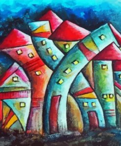 Abstract Houses Dancing Diamond Painting