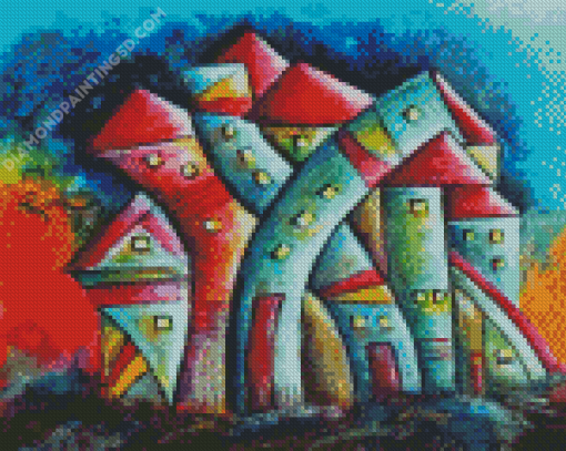 Abstract Houses Dancing Diamond Painting