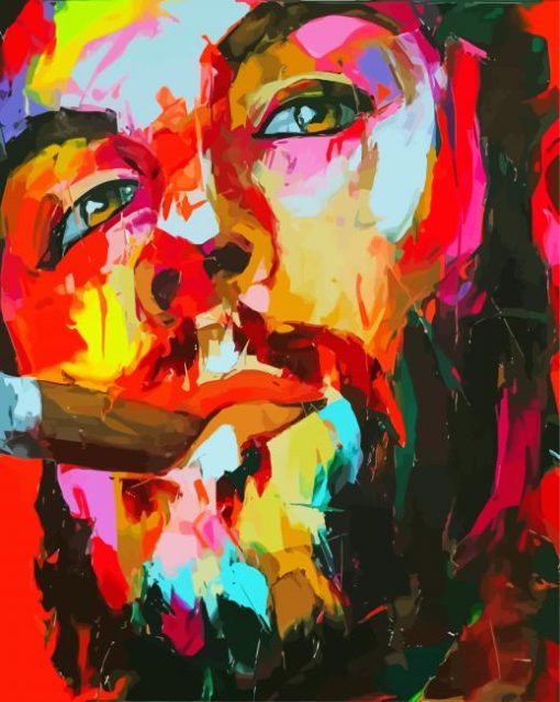 Abstract Male Face Smoking Diamond Painting