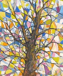 Abstract Stained Glass Colorful Tree Diamond Painting