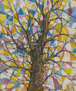 Abstract Stained Glass Colorful Tree Diamond Painting