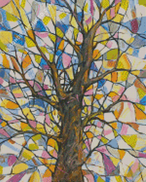 Abstract Stained Glass Colorful Tree Diamond Painting