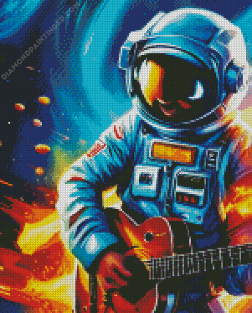 Astronaut With Guitar Diamond Painting