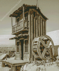 Black And White Western Building Diamond Painting