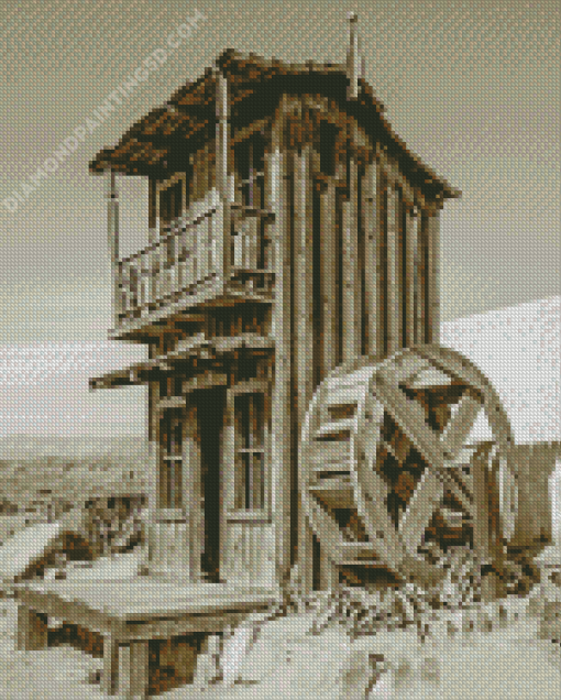 Black And White Western Building Diamond Painting