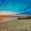 Boat In Beach Sunset Diamond Painting