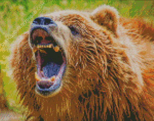 Brown Angry Bear Diamond Painting