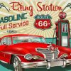 Car On Road 66 Vintage Poster Diamond Painting