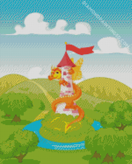 Cartoon Dragon Tower Diamond Painting