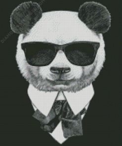 Classy Panda With Glasses Diamond Painting