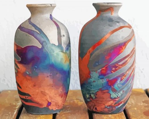 Colorful Handmade Pottery Vases Diamond Painting