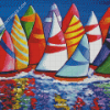 Colorful Sailboats Water Reflection Diamond Painting