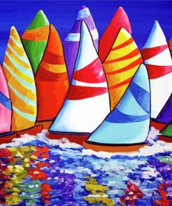 Colorful Sailboats Water Reflection Diamond Painting