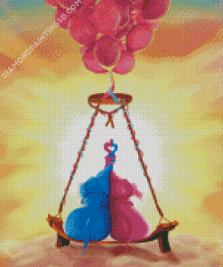 Couple Elephant And Balloons Diamond Painting