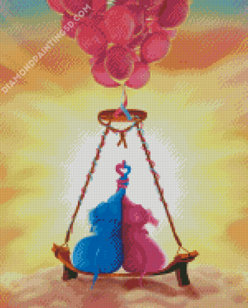 Couple Elephant And Balloons Diamond Painting