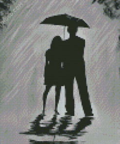 Couple Under Umbrella Diamond Painting