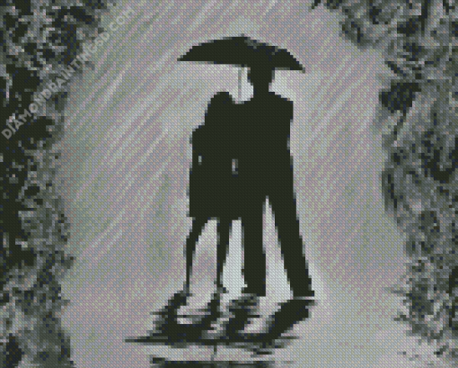 Couple Under Umbrella Diamond Painting