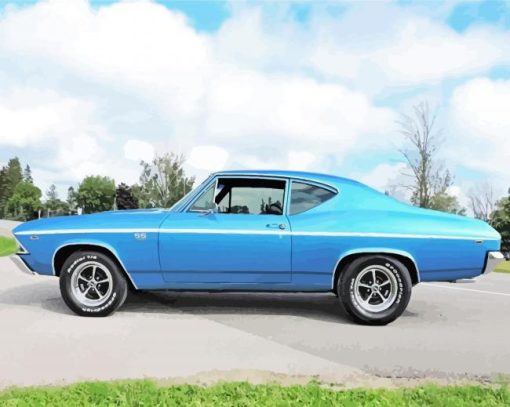 Cyan 1969 Chevy Chevelle Diamond Painting