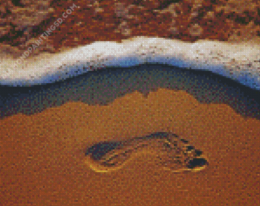 Footprints On Beach Diamond Painting