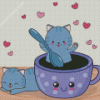 Grey Kitten In Cup Diamond Painting