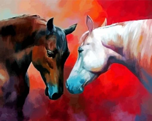 Lovers Couple Horses Diamond Painting