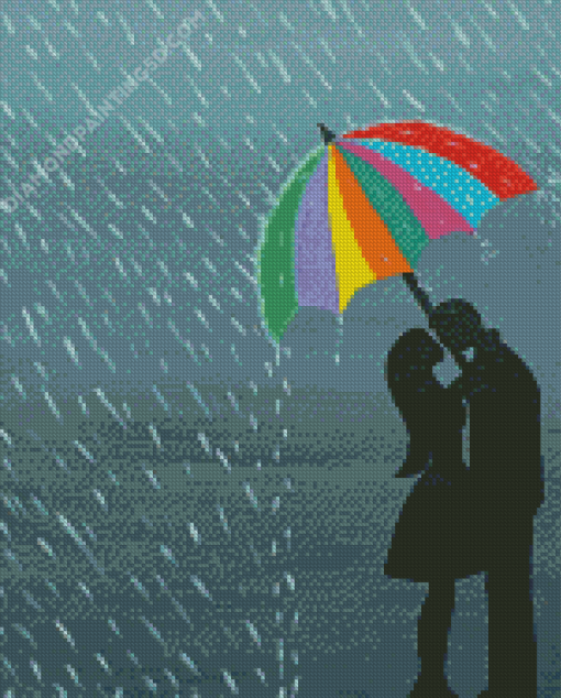 Lovers In Rain Diamond Painting