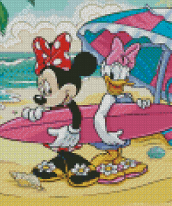 Minnie Mouse And Daisy At Beach Diamond Painting